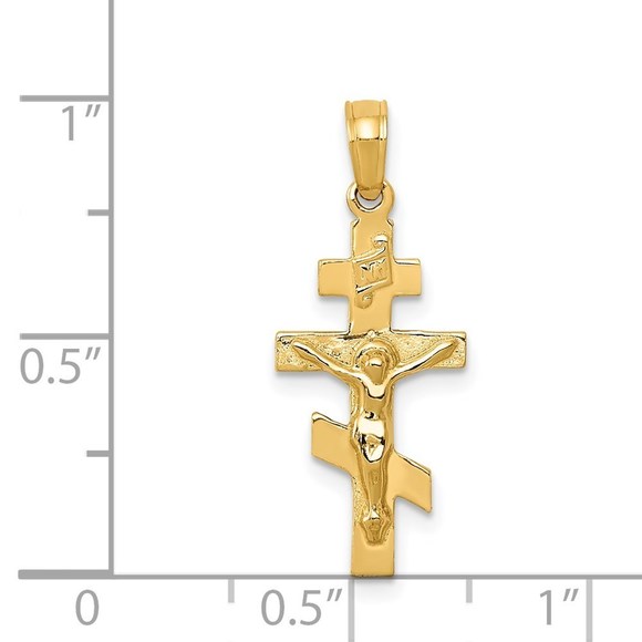 Million Charms 14k Eastern Orthodox Crucifix Necklace Charm Pendant